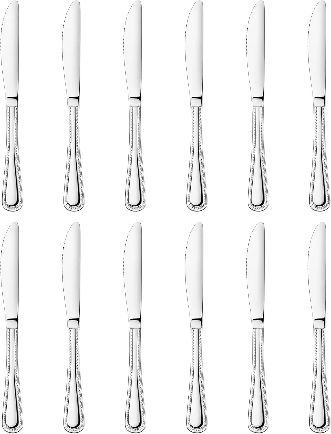 New Star Foodservice 58444 Bead Pattern, Stainless Steel, Dinner Knife, 8.5-Inch Set of 12