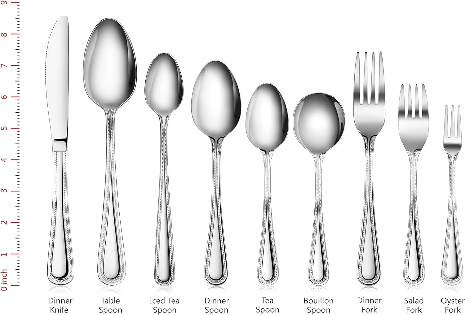 New Star Foodservice 58444 Bead Pattern, Stainless Steel, Dinner Knife, 8.5-Inch Set of 12