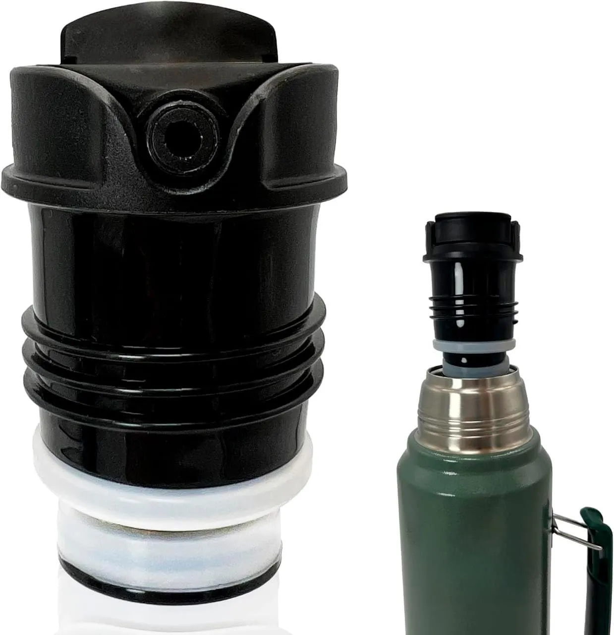 Newest Stanley Thermos Stopper Pico de Mate Replacement Cap - Fits Classic Vacuum Insulated Wide Mouth Bottles (1.1QT, 1.5QT, 2QT) - Black - Set of 1