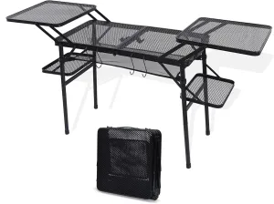 Nice C Camping Table, Folding Table, Grill Table, Folding Camping Table, Outdoor Table, Camping Tables That Fold Up Lightweight, with 4 Side Tables & Mesh Net for BBQ, Camping