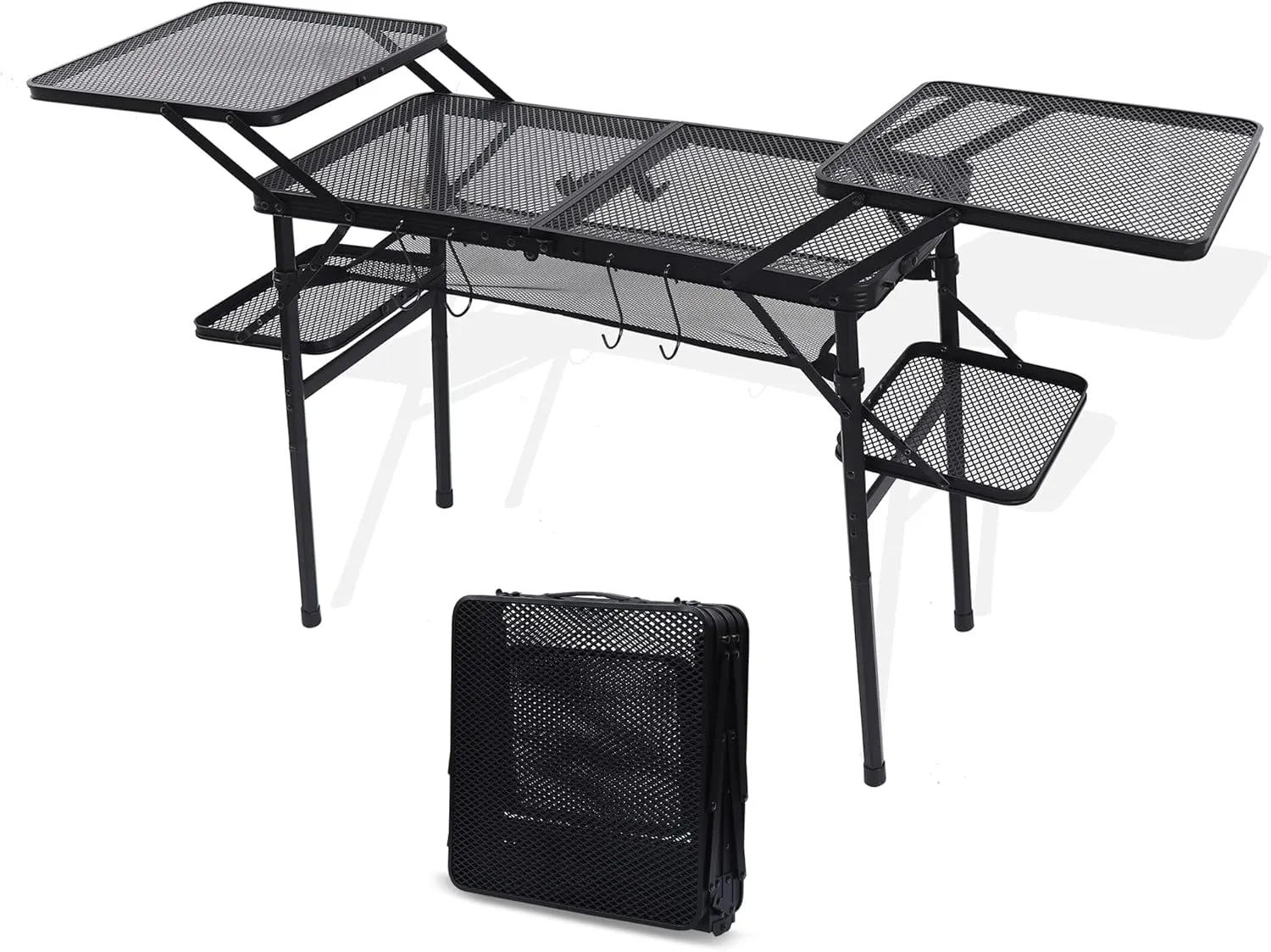 Nice C Camping Table, Folding Table, Grill Table, Folding Camping Table, Outdoor Table, Camping Tables That Fold Up Lightweight, with 4 Side Tables & Mesh Net for BBQ, Camping