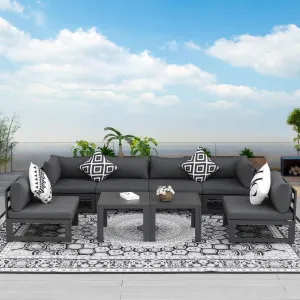 NICESOUL Aluminum Patio Sofa with Table 6 Seater 8-Piece