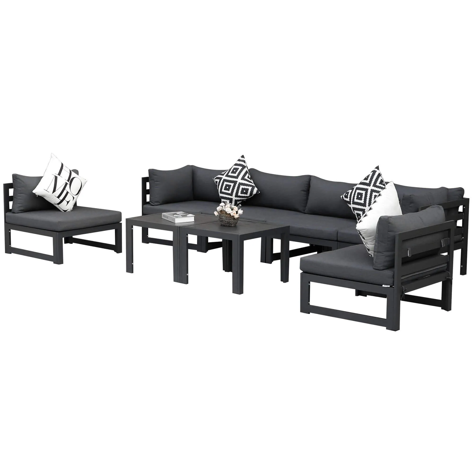 NICESOUL Aluminum Patio Sofa with Table 6 Seater 8-Piece
