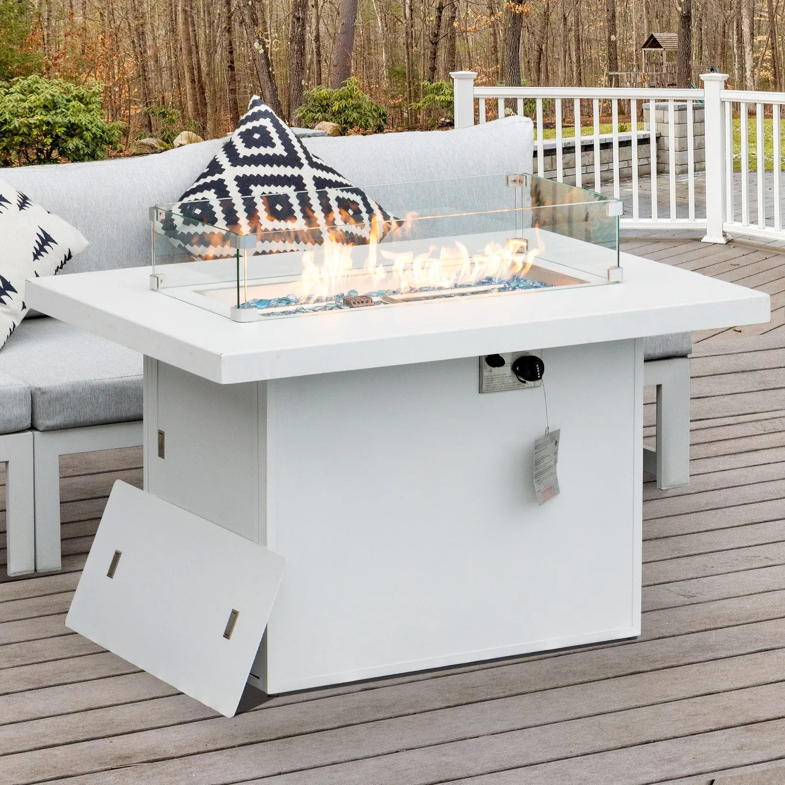 NICESOUOL Patio Aluminum Fire Pit Table