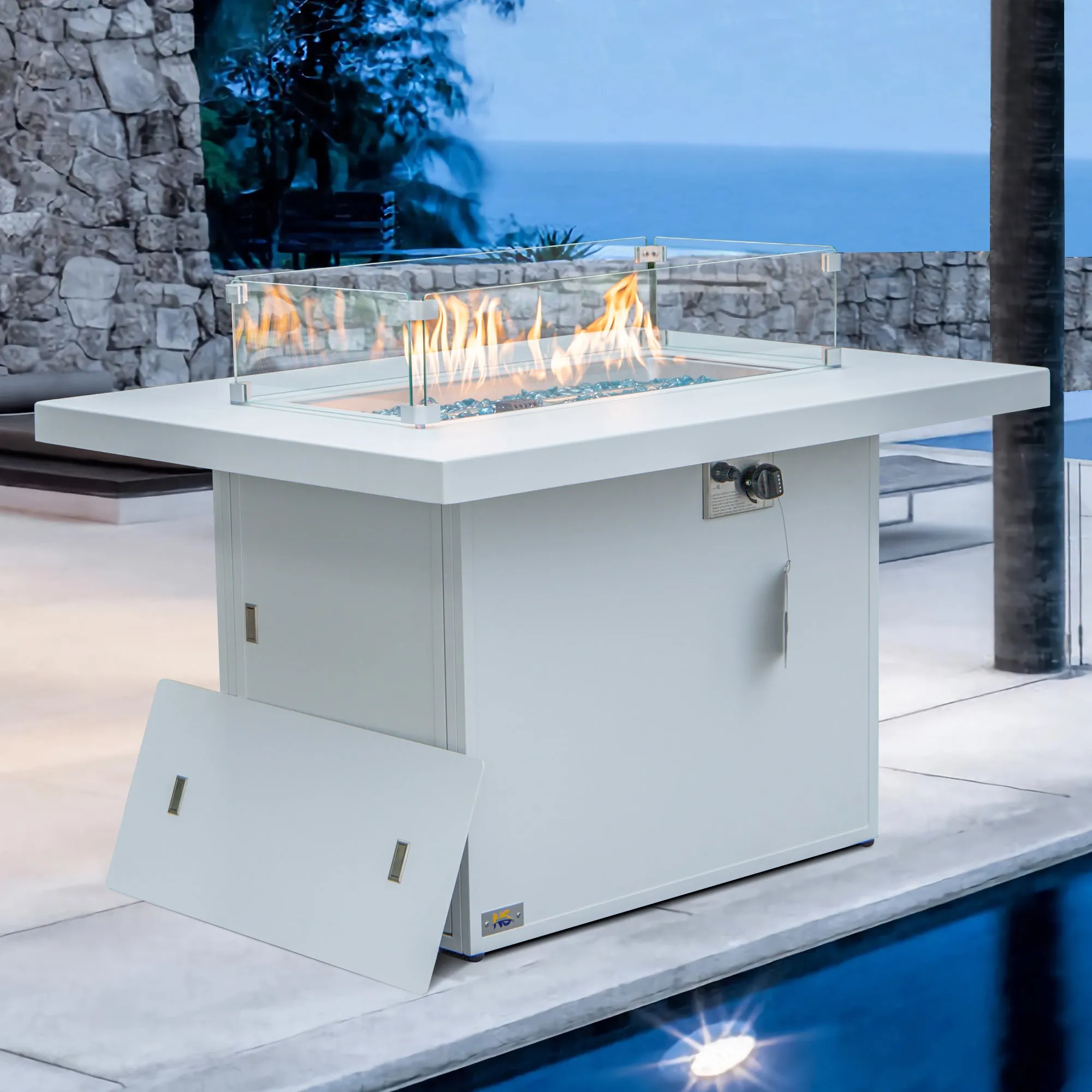 NICESOUOL Patio Aluminum Fire Pit Table