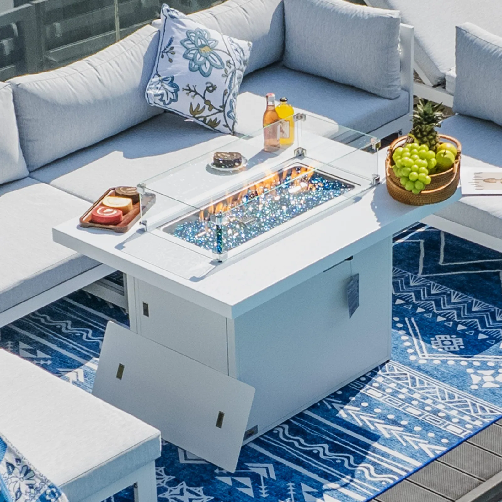 NICESOUOL Patio Aluminum Fire Pit Table
