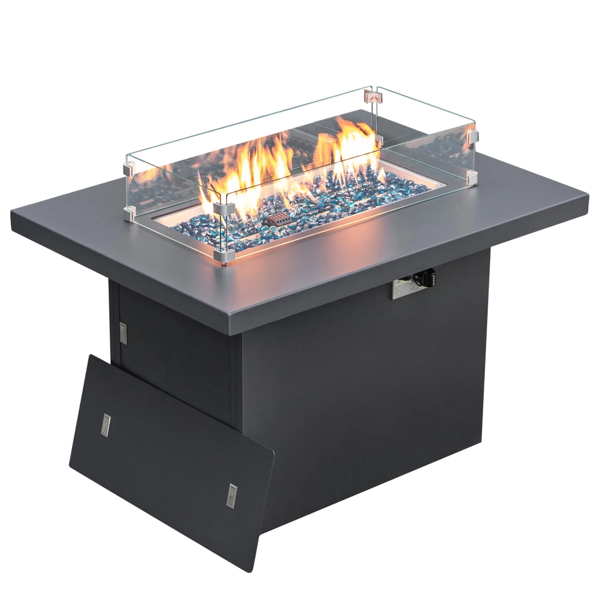 NICESOUOL Patio Aluminum Fire Pit Table