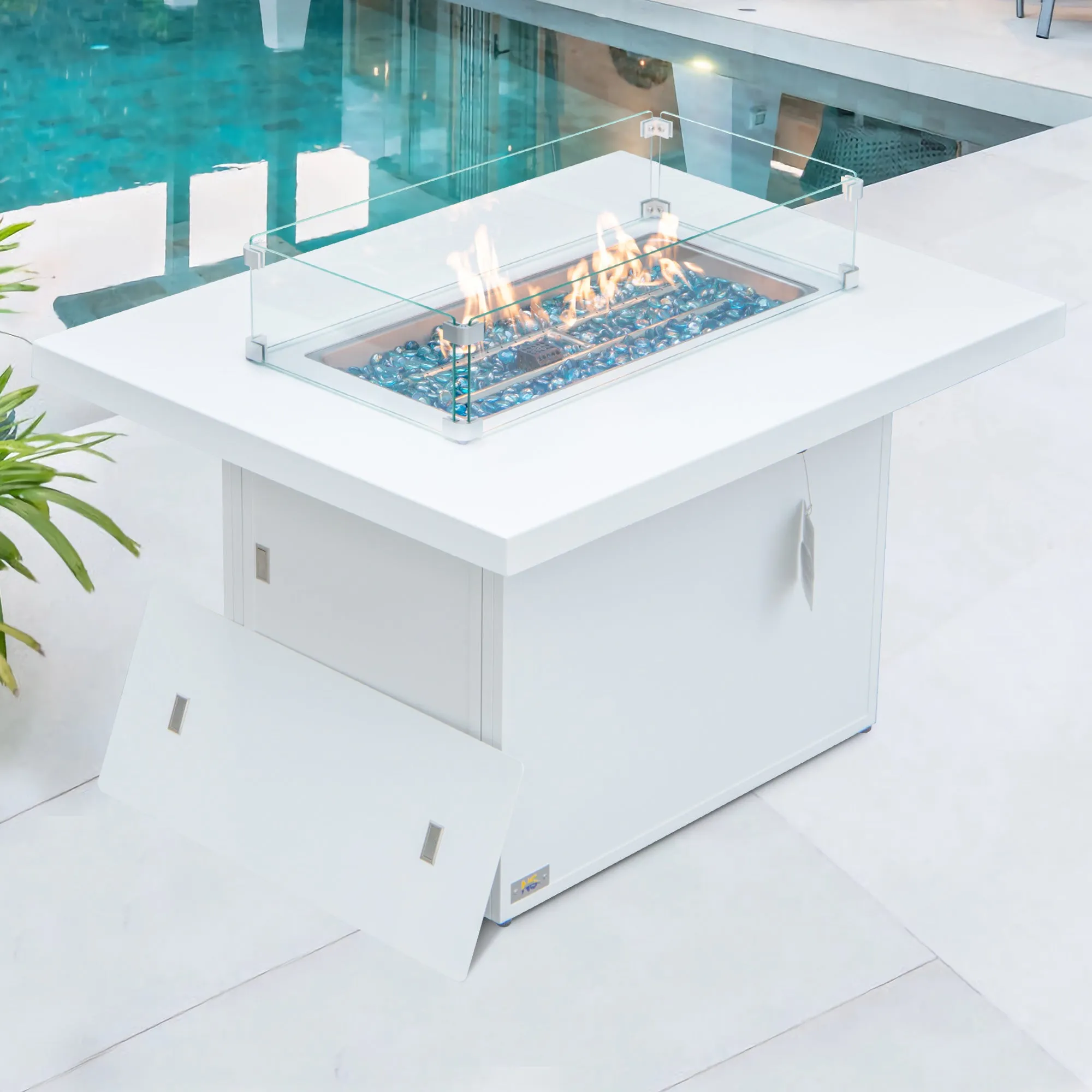NICESOUOL Patio Aluminum Fire Pit Table