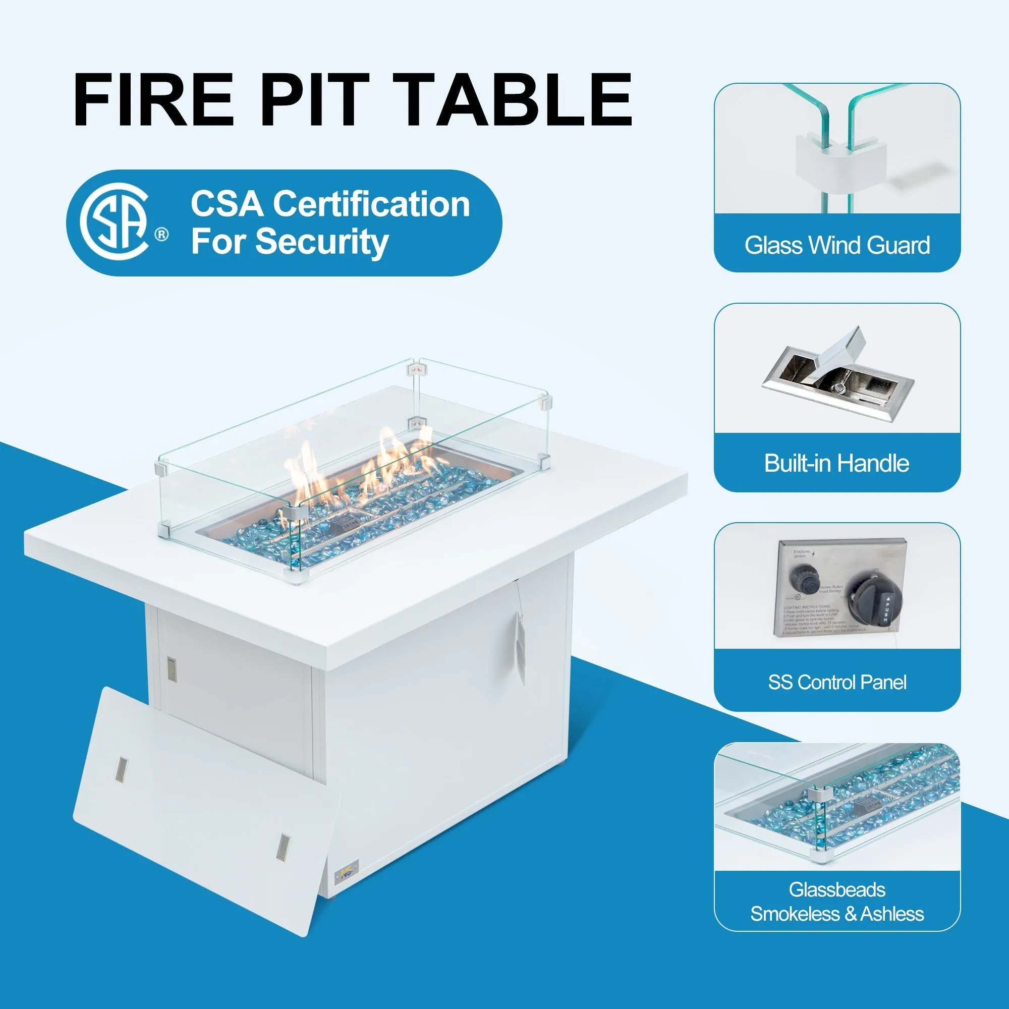 NICESOUOL Patio Aluminum Fire Pit Table