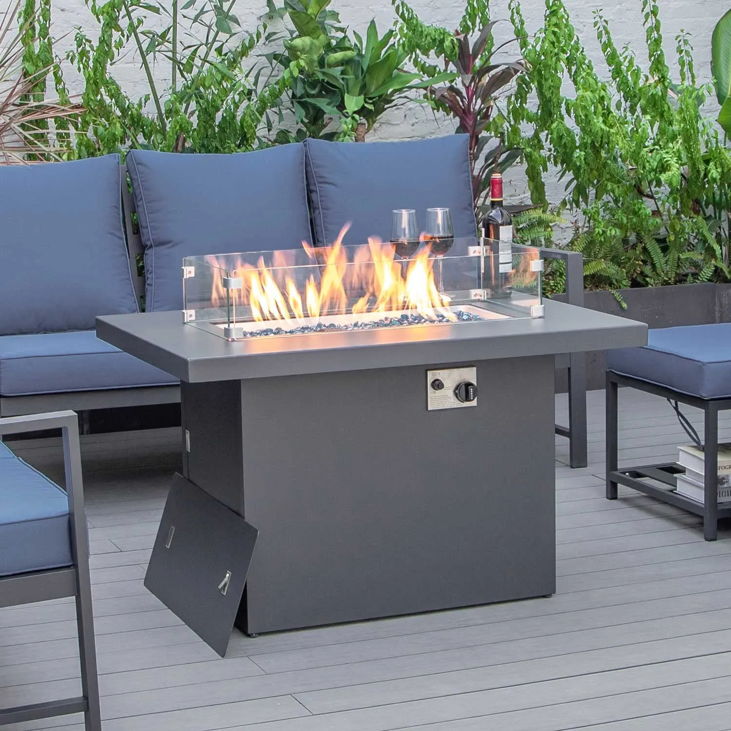NICESOUOL Patio Aluminum Fire Pit Table