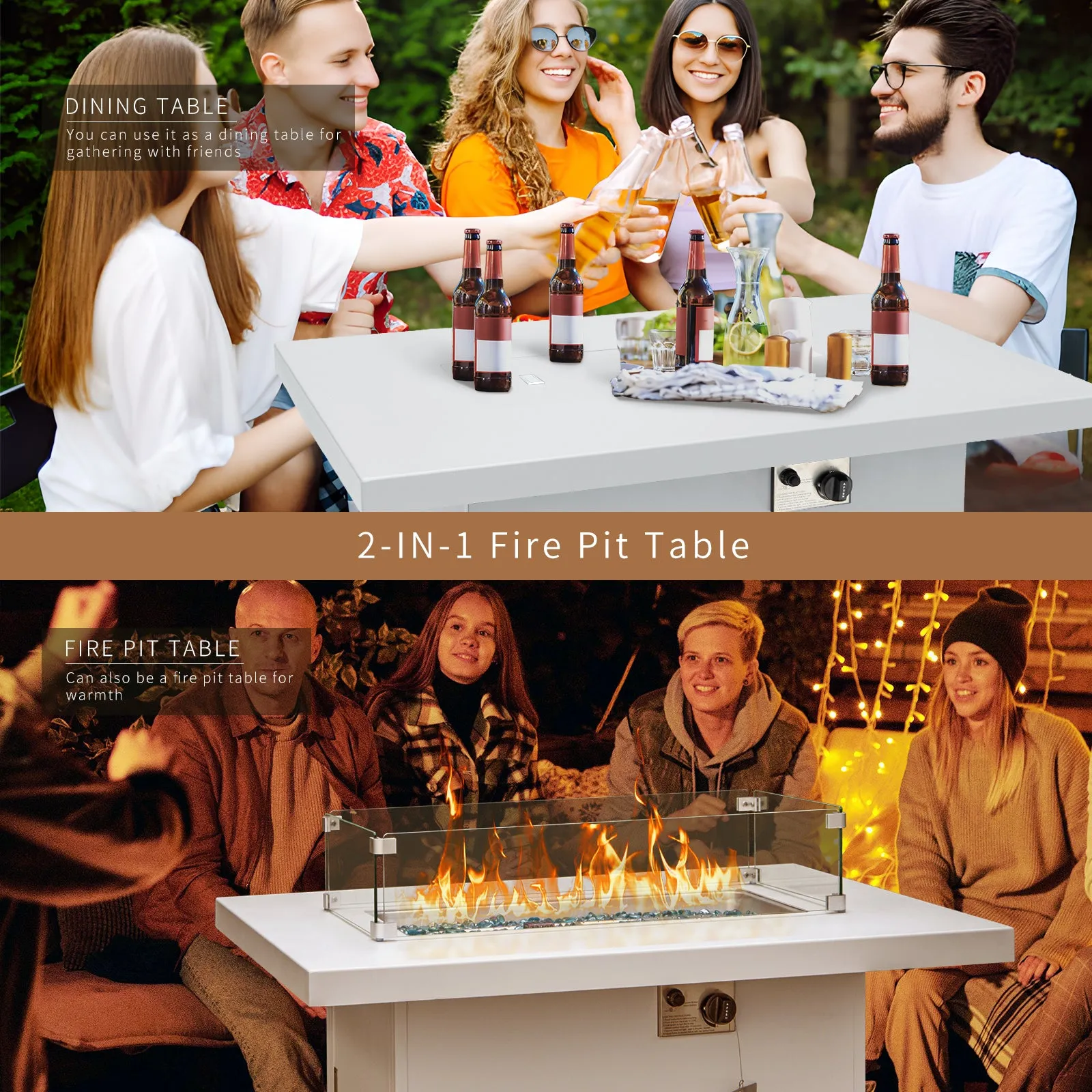 NICESOUOL Patio Aluminum Fire Pit Table