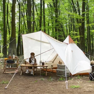 NIEH Family Camping Tent Large Double Layer Pyramid Tent Camping Mongolian Yurt Tent for Picnic Festival Beautiful Scenery