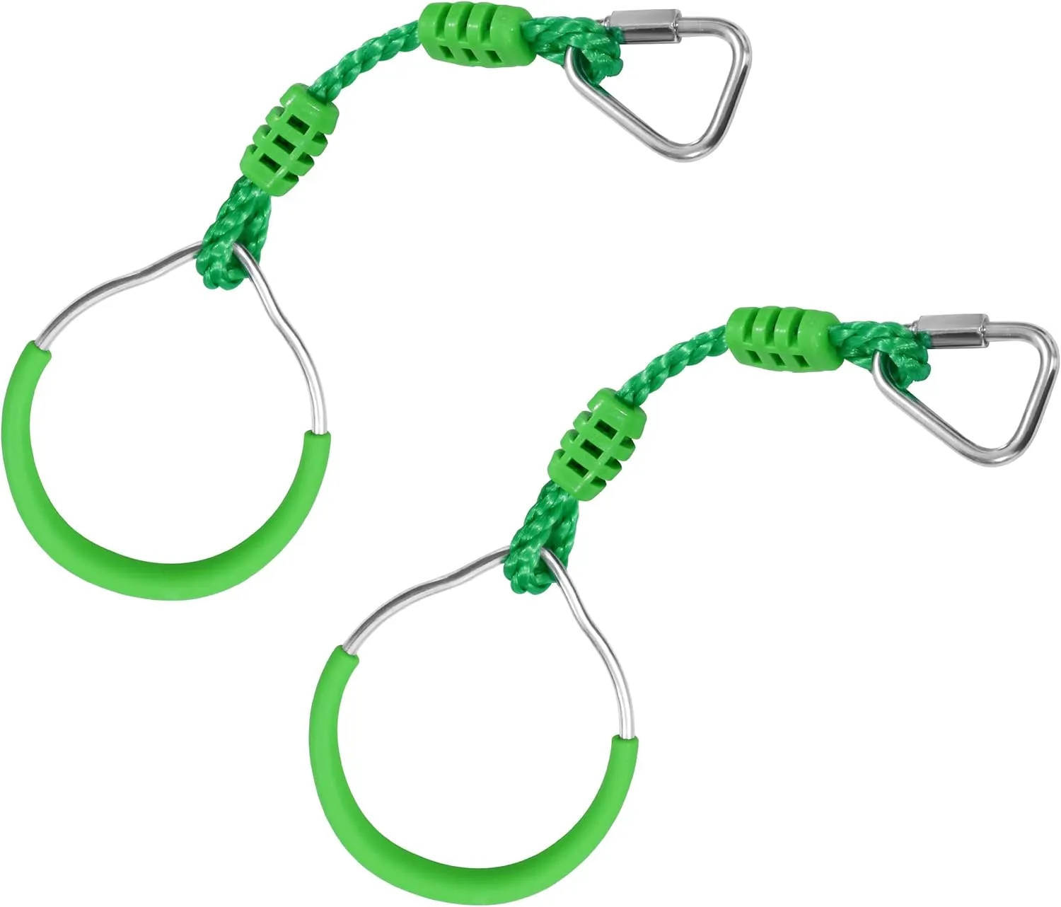 Ninja Jungle Ring Warrior Obstacle Course Trapeze Climbing Fist Kids Boys Adults Swing Playset, 2 Green Fitness Gymnastic Rings Hanging Monkey Bars Outdoor Backyard Playground Gym Training Equipment