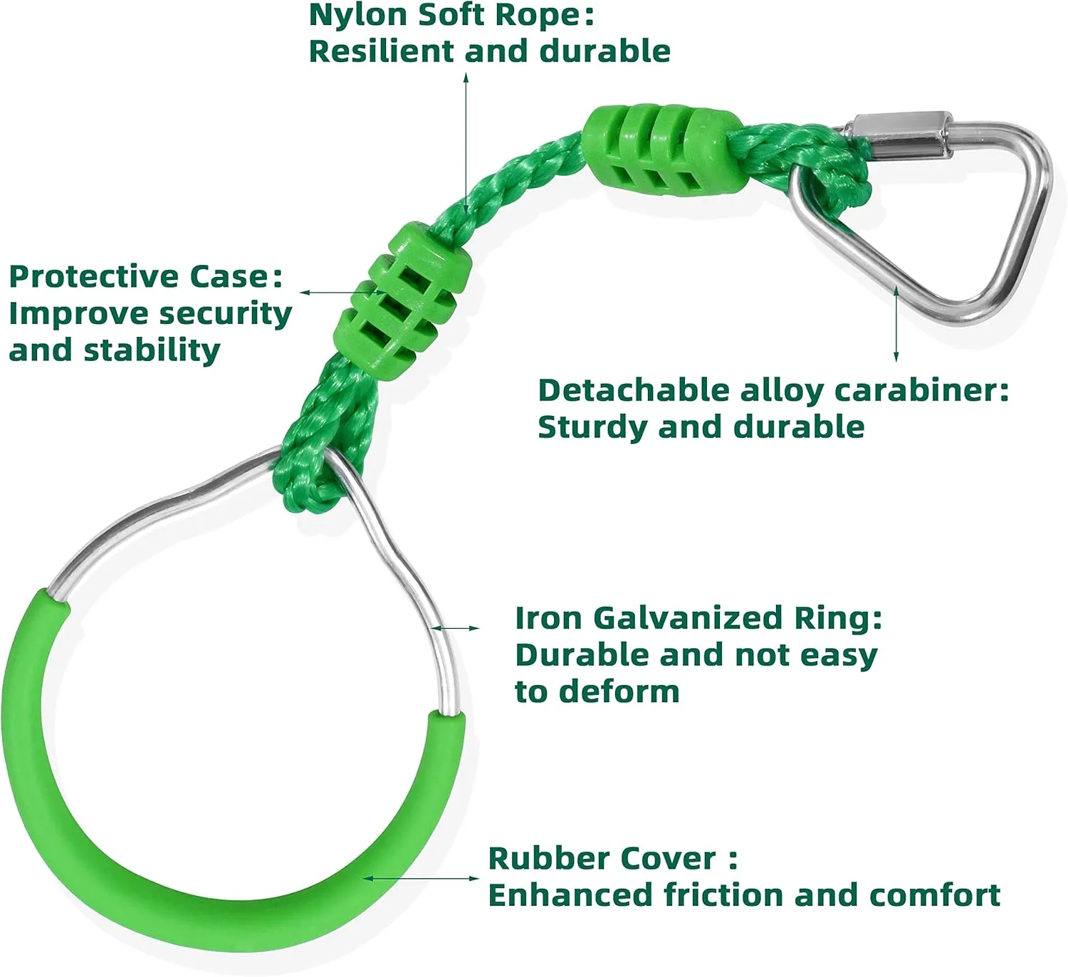 Ninja Jungle Ring Warrior Obstacle Course Trapeze Climbing Fist Kids Boys Adults Swing Playset, 2 Green Fitness Gymnastic Rings Hanging Monkey Bars Outdoor Backyard Playground Gym Training Equipment