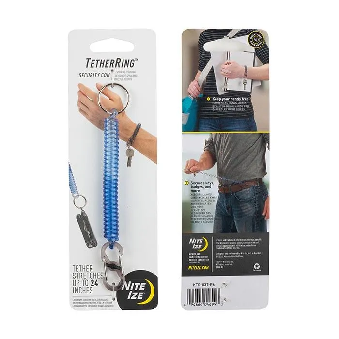 Nite Ize TetherRing™ Security Coil S-Biner® MicroLock® Badge Holder and Split Key Ring