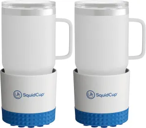 Non-Tipping, Anti-Spill Cup Holder for Boats, Kayaks, SUPs, RVs, Fishing & Camping | Universal 12–30 oz Fit | BPA-Free, Optional SquidDisk Mount Included for Textured Surfaces (Gray/Navy)