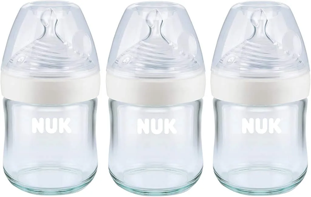 NUK Simply Natural Glass Baby Bottles, 4 oz, 3 Pack
