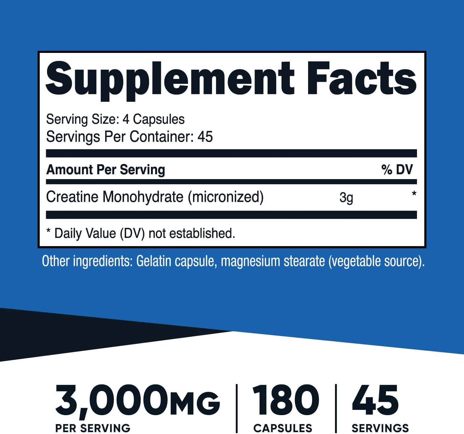 Nutricost Creatine Monohydrate 3,000mg, 180 Capsules (750mg Per Capsule) - Gluten Free, Non-GMO