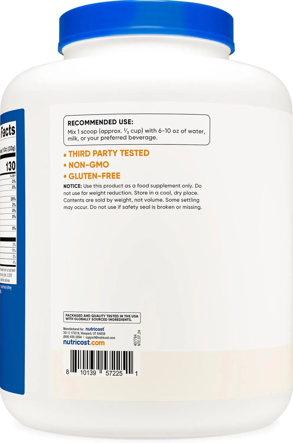 Nutricost Grass-Fed Whey Protein Concentrate (Unflavored) 5LBS - Undenatured, Non-GMO, Gluten Free