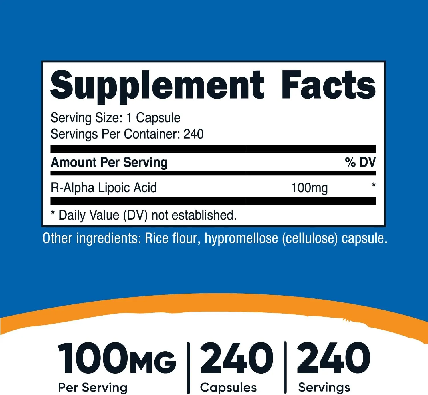 Nutricost R-Alpha Lipoic Acid 100mg, 240 Capsules - Veggie Caps, Vegan, Non-GMO, Gluten Free