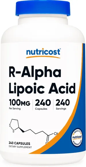 Nutricost R-Alpha Lipoic Acid 100mg, 240 Capsules - Veggie Caps, Vegan, Non-GMO, Gluten Free