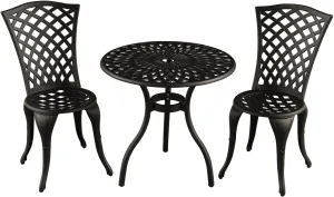Oakland Living AZ1023-MESH-BISTRO-SB Outdoor Aluminum 3 pc Bistro Set, Sand Black