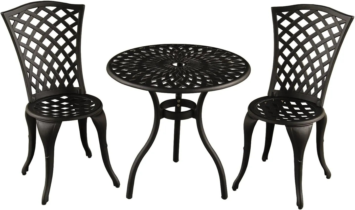 Oakland Living AZ1023-MESH-BISTRO-SB Outdoor Aluminum 3 pc Bistro Set, Sand Black