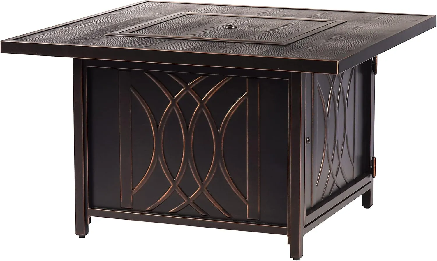 Oakland Living AZCAVE-FPT-AC Aluminum 42 in. Square Propane Beads, Lid and Fabric Cover Finish Outdoor fire Table, Antique Copper