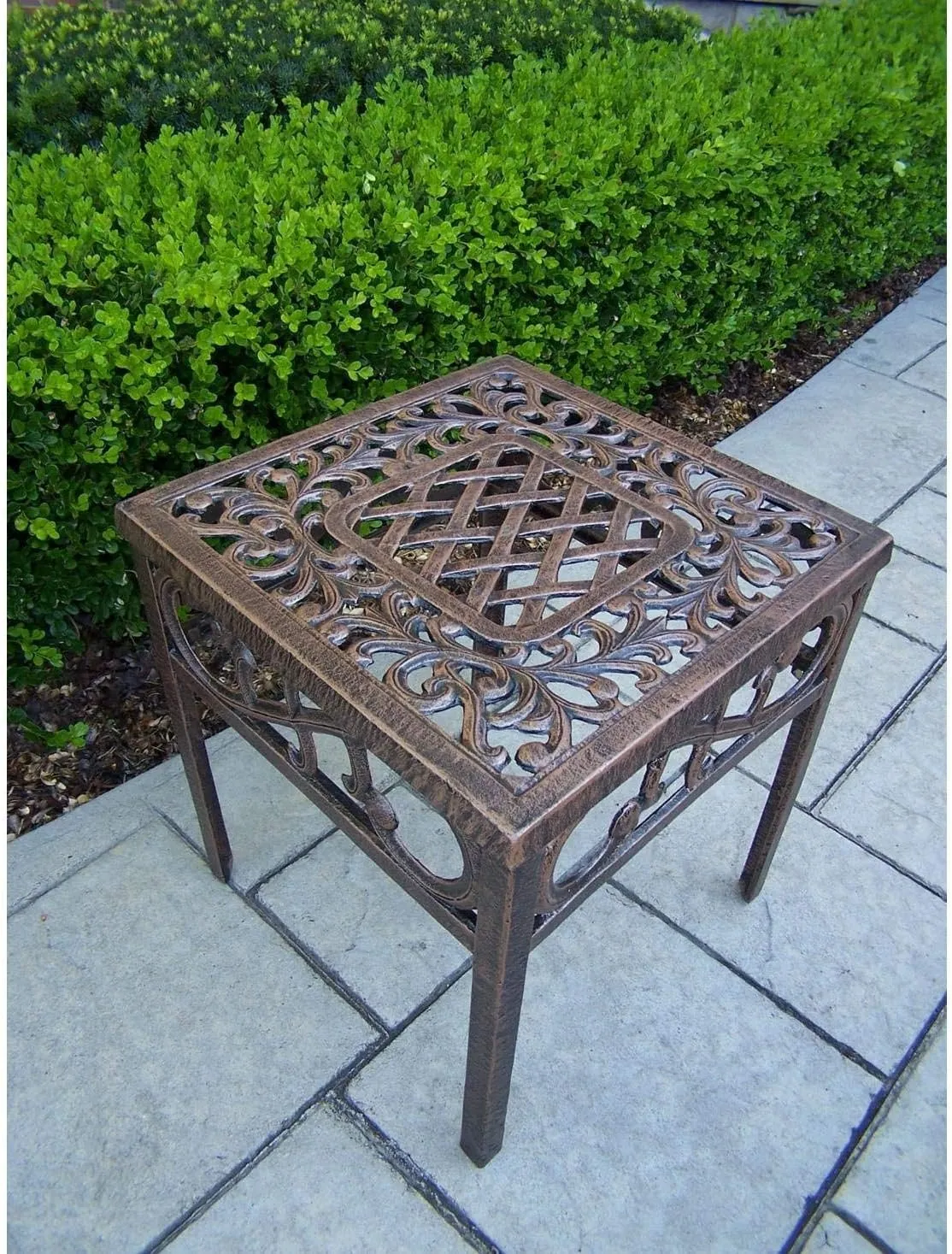 Oakland Living Mississippi Cast Aluminum End Table, 18-Inch, Antique Bronze