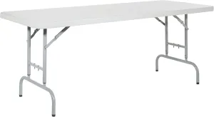Office Star Resin Height Adjustable Rectangle Folding Table for Indoor or Outdoor Use, 6 Feet Light Gray