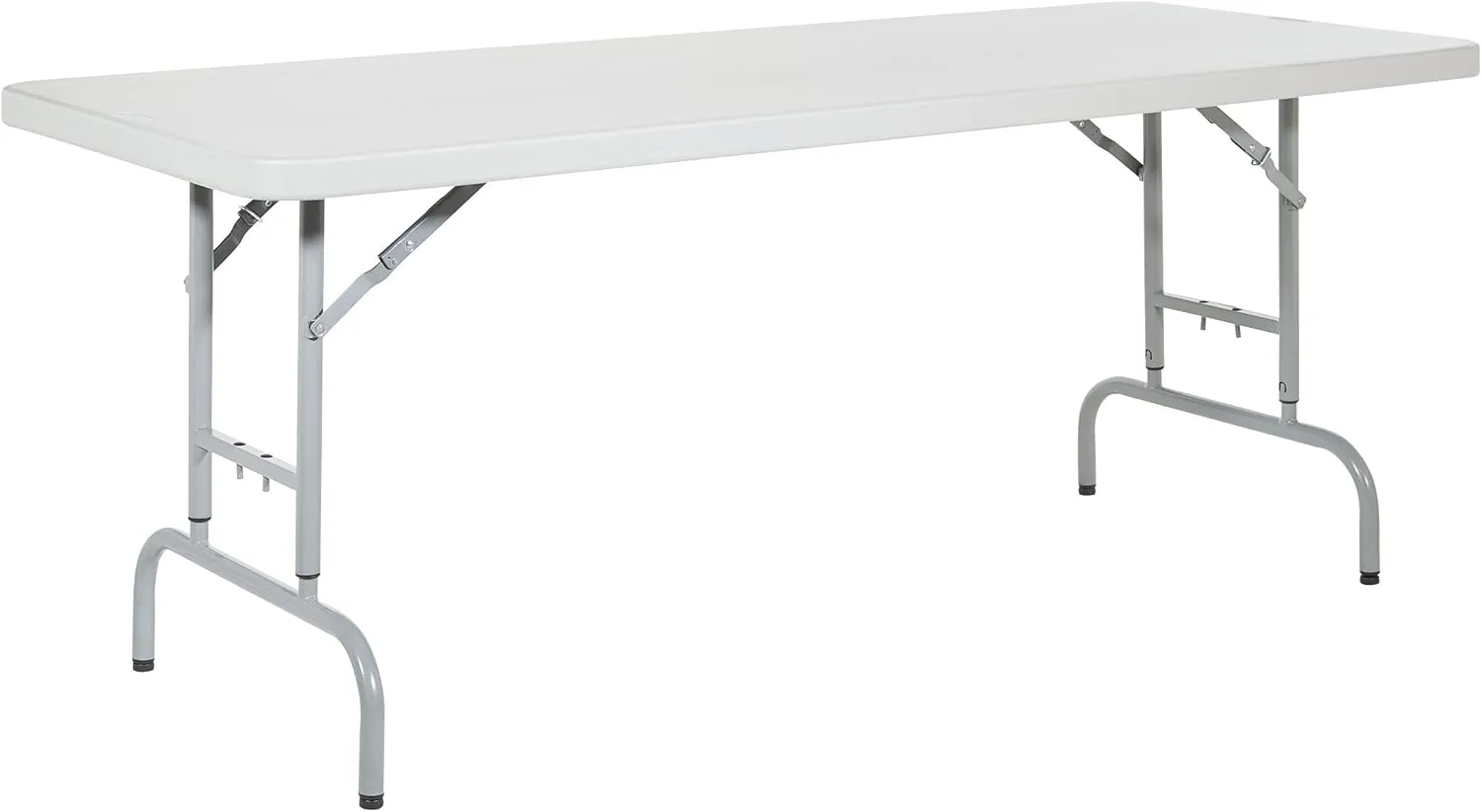 Office Star Resin Height Adjustable Rectangle Folding Table for Indoor or Outdoor Use, 6 Feet Light Gray
