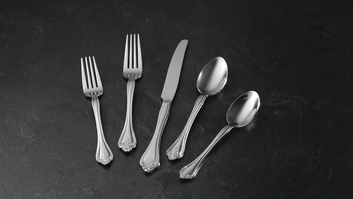 Oneida Boutonniere 45 Piece Everday Flatware, Service for 8, 18/0 Stainless Steel. Silverware Set, Dishwasher Safe, Multi