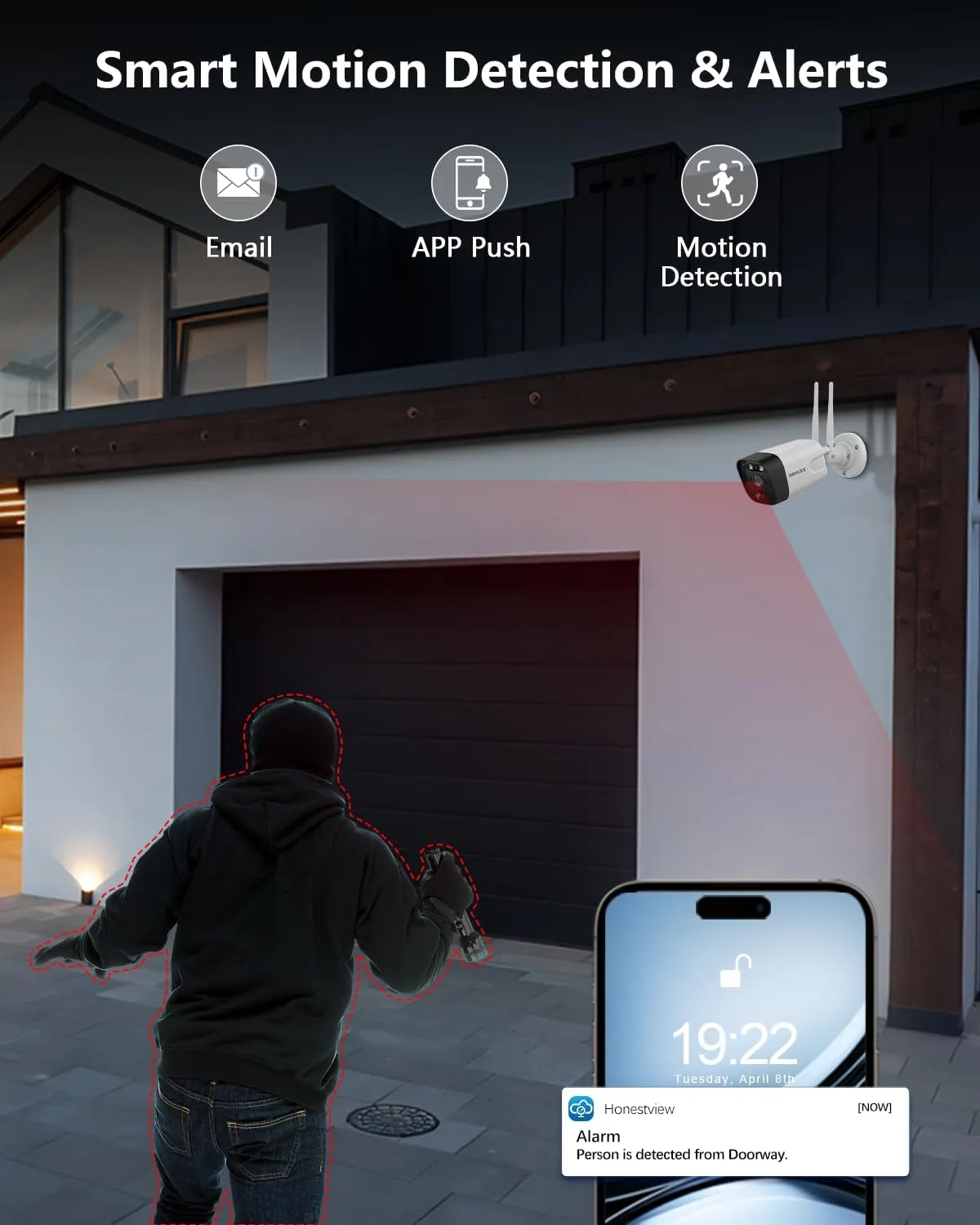 OOSSXX (All-in-One 5.0MP PIR Detection) 2-Way Audio Dual Antennas Outdoor Security Camera System Wireless with Monitor WiFi Home Security Cameras System Video Surveillance DVR Set