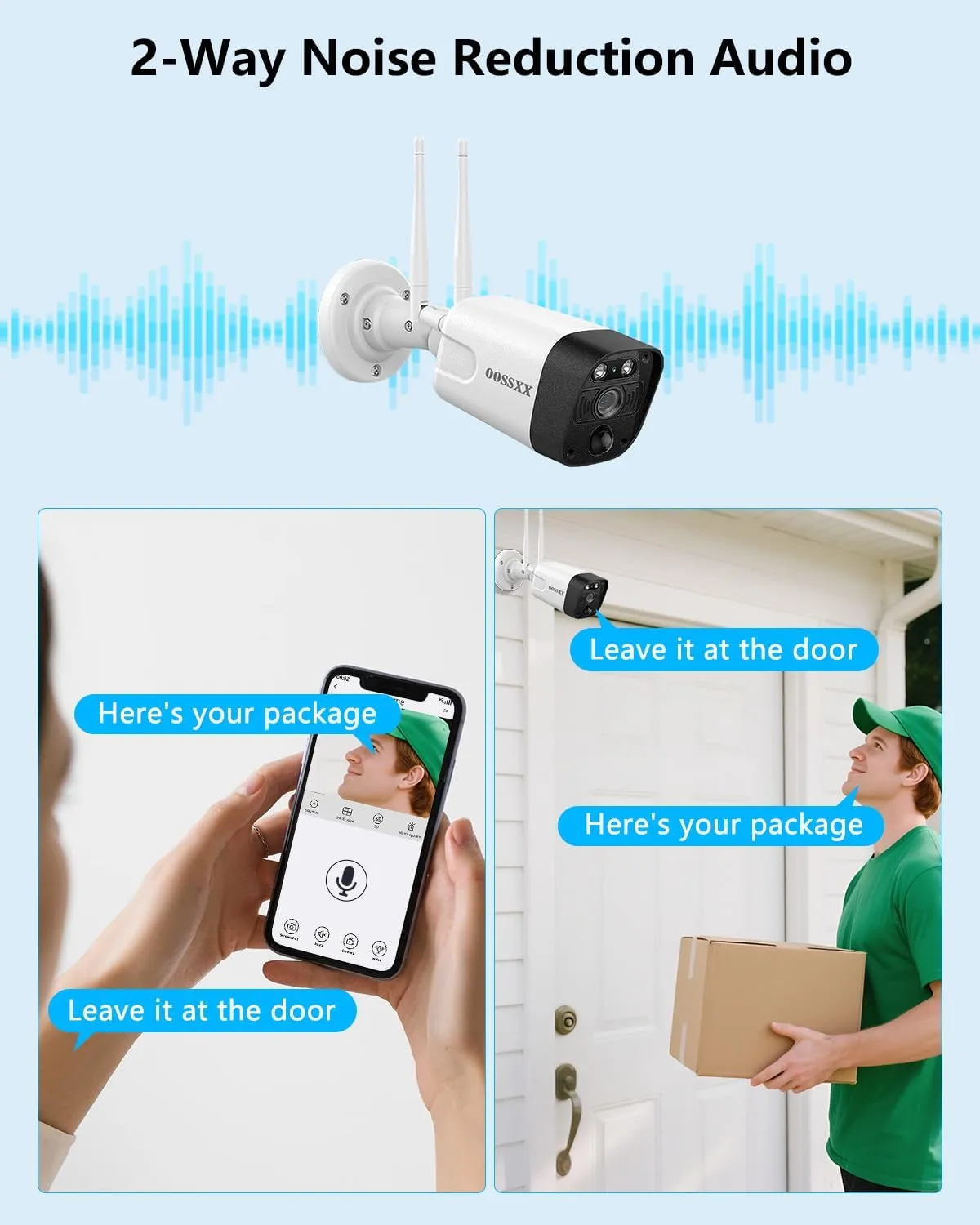 OOSSXX (All-in-One 5.0MP PIR Detection) 2-Way Audio Dual Antennas Outdoor Security Camera System Wireless with Monitor WiFi Home Security Cameras System Video Surveillance DVR Set