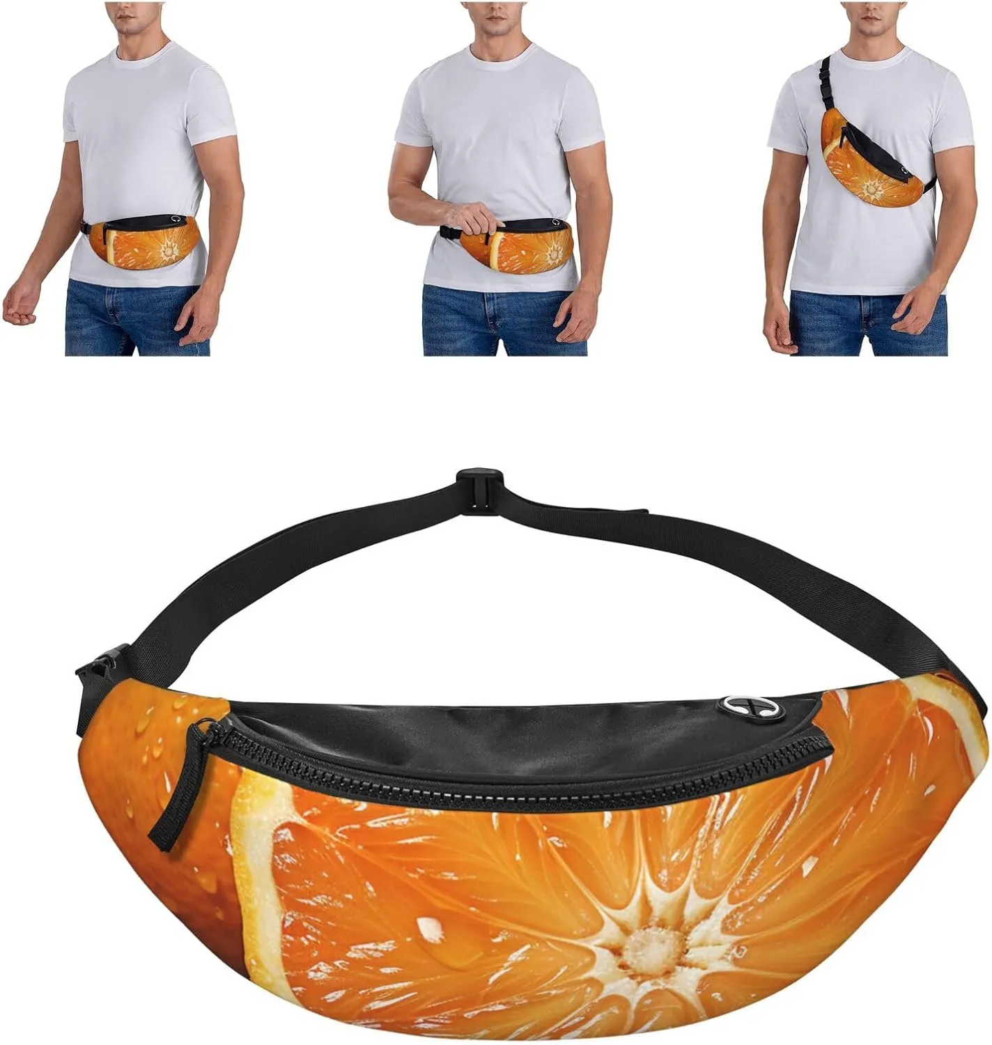 Orange Fanny Pack for Man Women Waist Bag Adjustable Belt Casual Chest Bag Bum Bags for Travel Sports Running Hiking Waist Packs