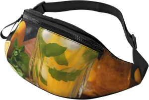 Orange Lemonade with Mint Fanny Pack for Man Women Waist Bag Adjustable Belt Casual Chest Bag Bum Bags for Travel Sports Running Hiking Waist Packs