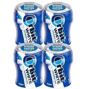 Orbit Gum White Peppermint Gum, 40 Piece Bottle (Pack of 4), Sugar Free Chewing Gum