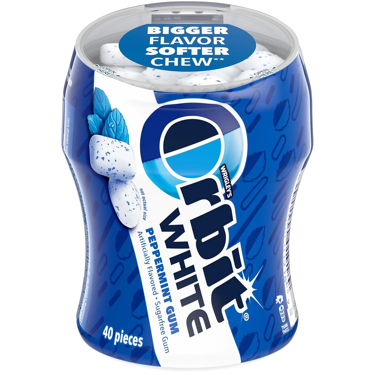 Orbit Gum White Peppermint Gum, 40 Piece Bottle (Pack of 4), Sugar Free Chewing Gum