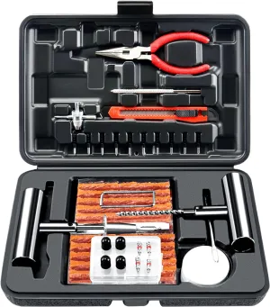 ORCISH 70PCS Tire Repair Kit, Professional Heavy Duty Tire Plug Kit, Tire Patch Kit for Fix a Flat, Tubeless Tire Puncture Change Tool Kit for Car, Motorcycle, Truck, ATV, Tractor, RV, SUV, Trailer