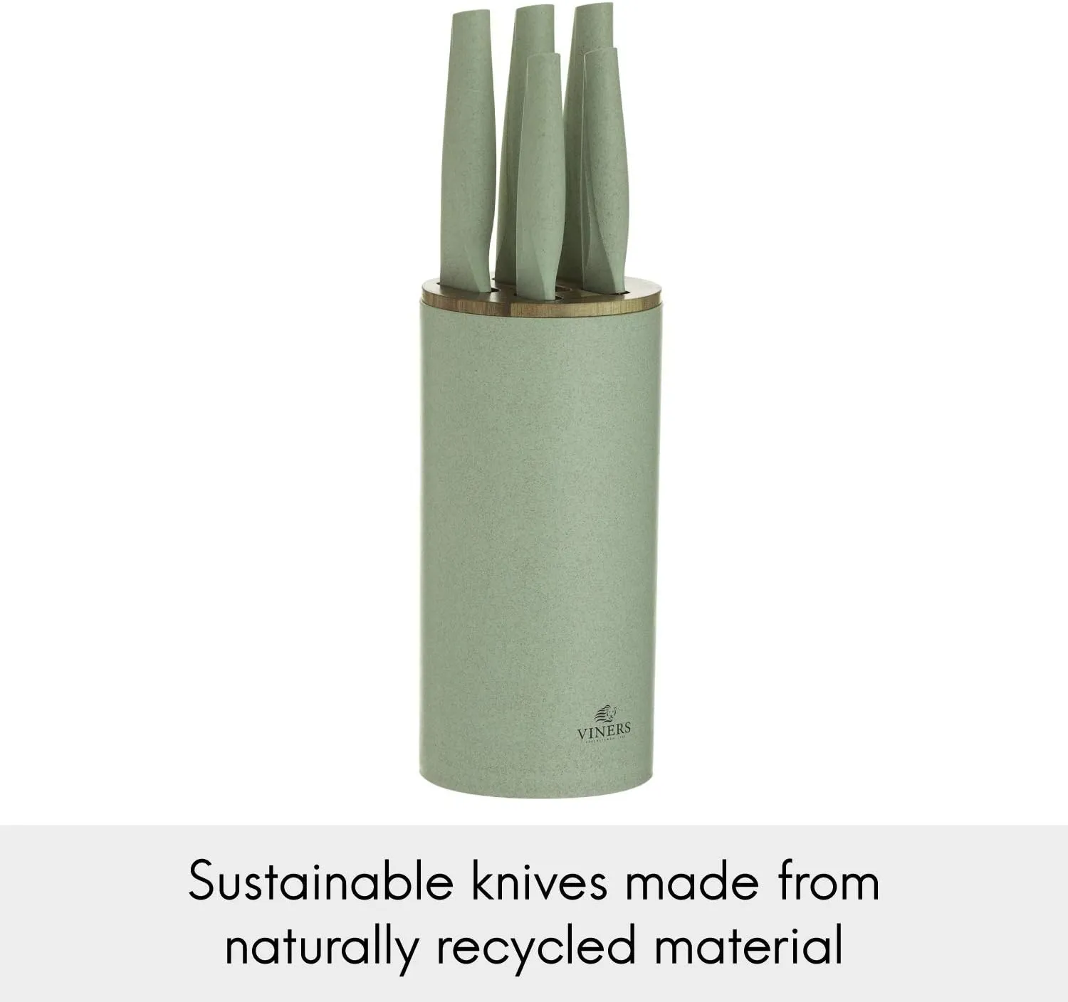 Organic Green 5 Piece Knife Block, Steel
