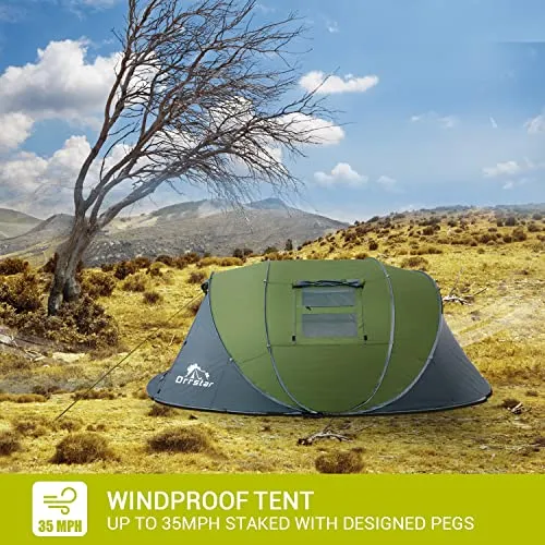 Orrstar Pop Up Tents for Camping 4 Person Waterproof Family Tent