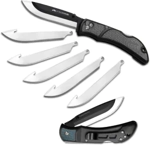OUTDOOR EDGE 3.5" RazorLite EDC Knife. Pocket Knife with Replaceable Blades and Clip. Perfect For Hunting and Skinning Deer. Gray with 6 Blades