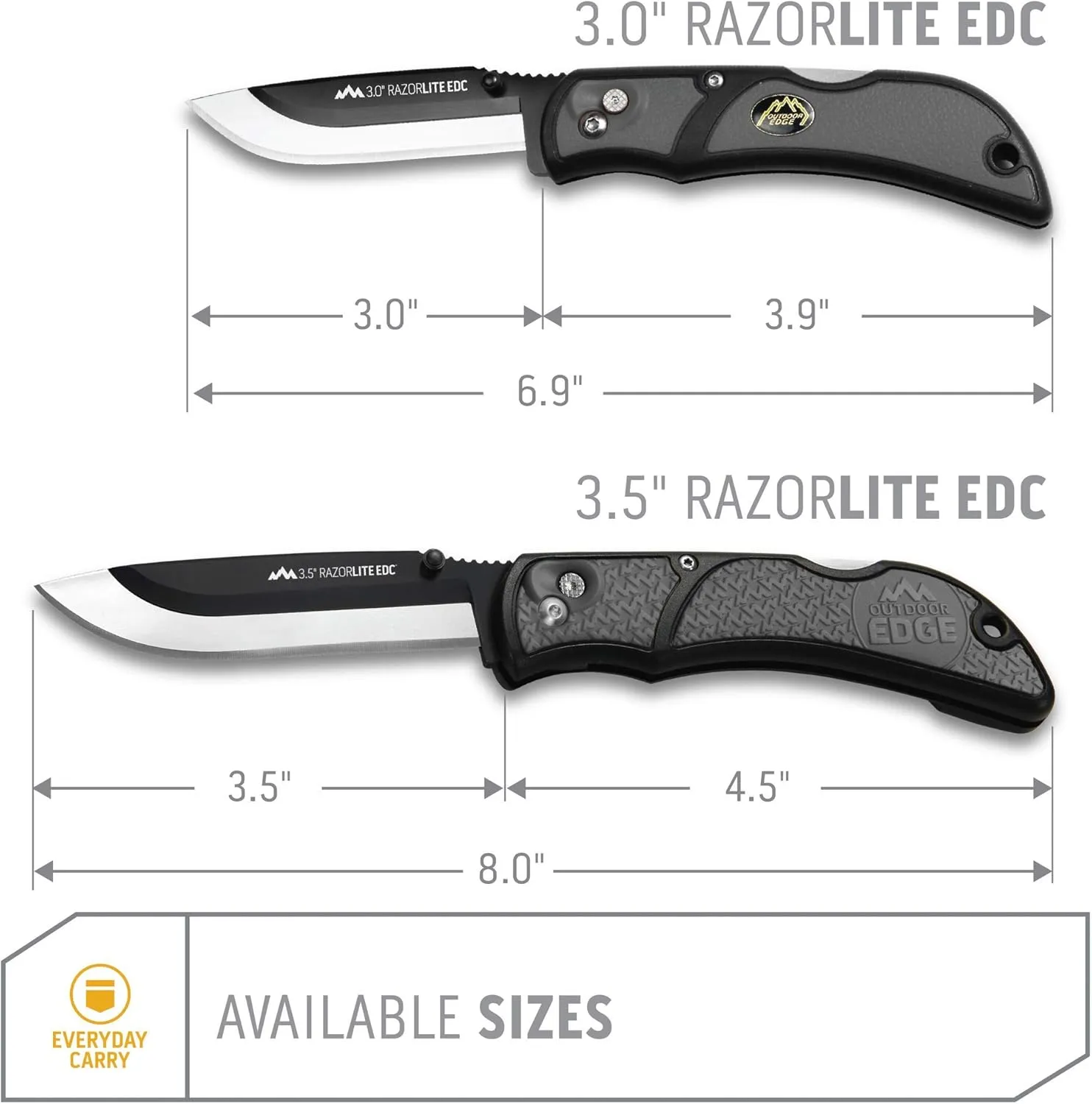 OUTDOOR EDGE 3.5" RazorLite EDC Knife. Pocket Knife with Replaceable Blades and Clip. Perfect For Hunting and Skinning Deer. Gray with 6 Blades