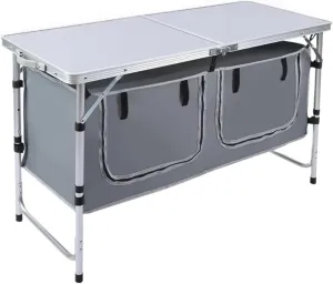 Outdoor Folding Table Folding Camping with Storage, Portable Kitchen, Lightweight, 3 Height Adjustable, Outdoor Tables