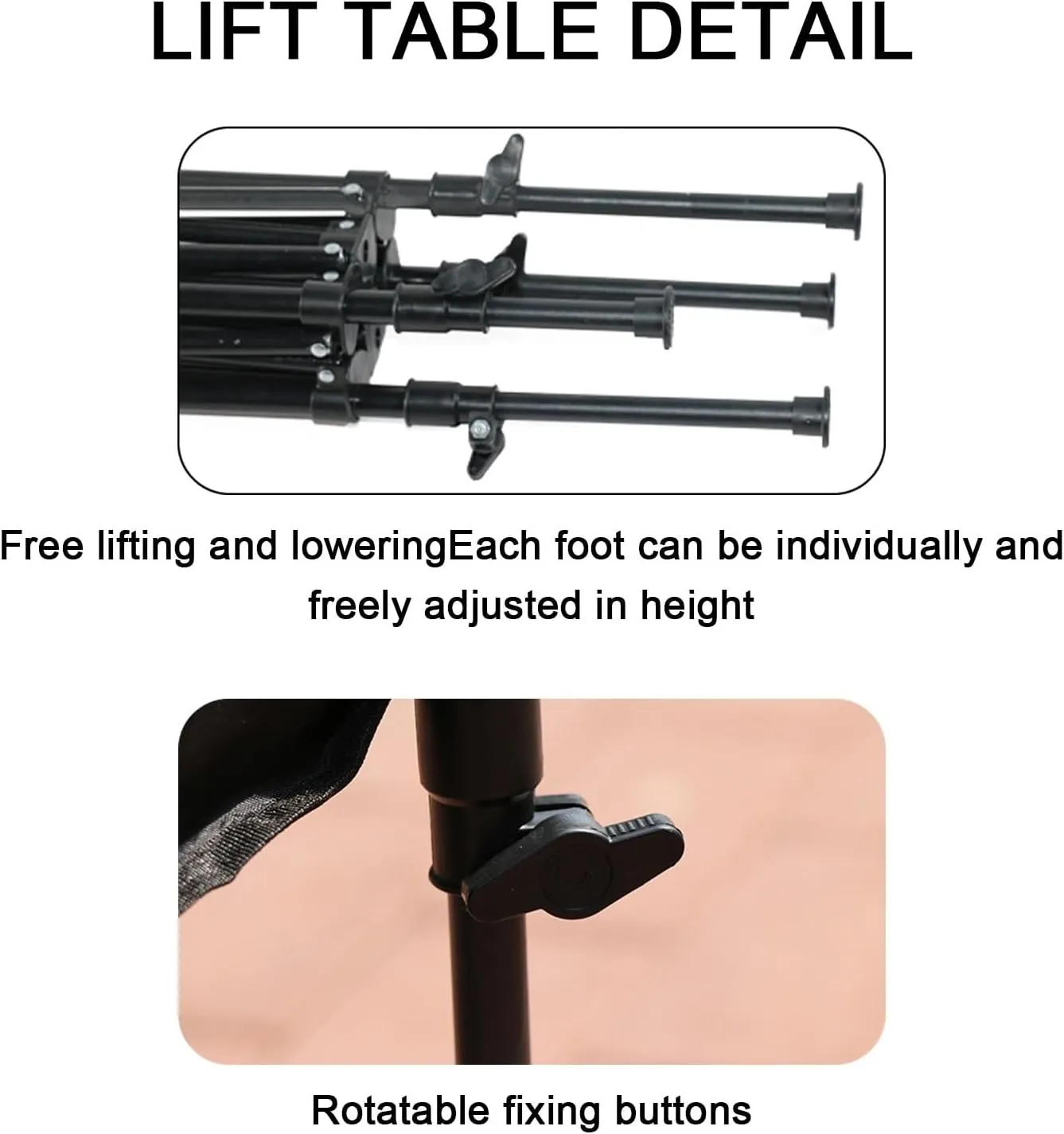 Outdoor Liftable Egg Roll Table, Folding Table, Portable Picnic Table Height Adjustable with Carrying Bag,Suitable for Outdoor,Camping,Picnic, Backyard and Barbecue,Suitable for 2-4 People(Black,37.4X
