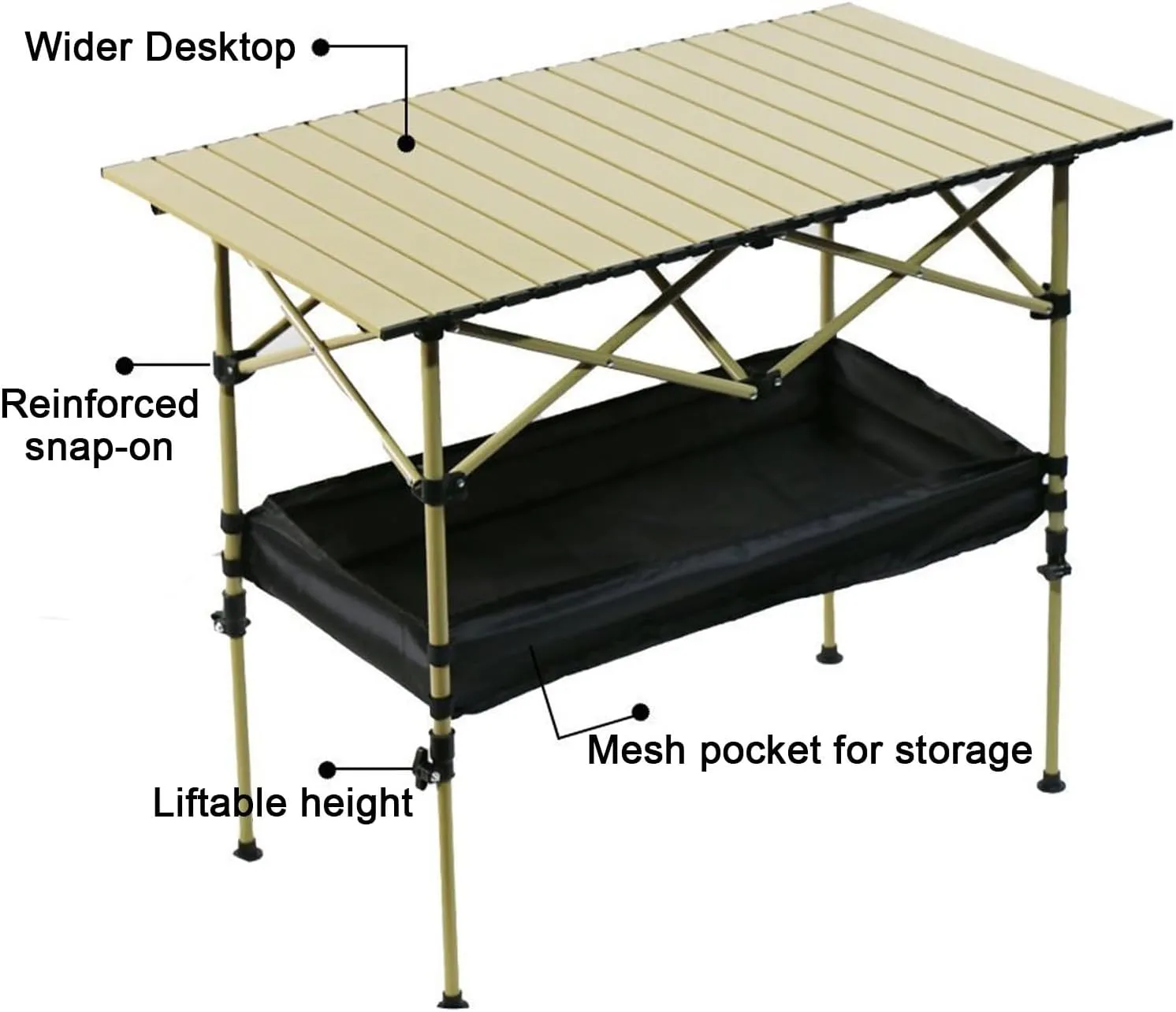 Outdoor Liftable Egg Roll Table, Folding Table, Portable Picnic Table Height Adjustable with Carrying Bag,Suitable for Outdoor,Camping,Picnic, Backyard and Barbecue,Suitable for 2-4 People(Black,37.4X