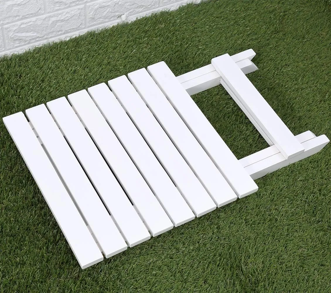 Outdoor Patio Rocking Chairs Folding Side Table Set of 3 Piece Porch Wooden Rockers Small Foldable End Table Furniture Indoor Outside Camping Balcony Garden Lawn and Bistro, White