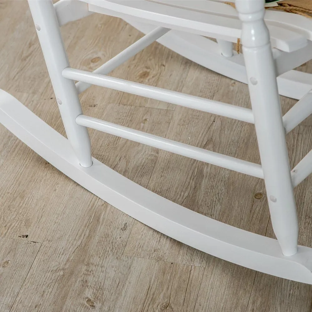 Outdoor Patio Rocking Chairs Folding Side Table Set of 3 Piece Porch Wooden Rockers Small Foldable End Table Furniture Indoor Outside Camping Balcony Garden Lawn and Bistro, White