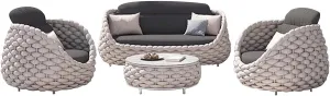Outdoor Patio Sofa Furniture Set All Weather Patio Conversation Set with Coffee Table for Poolside Backyard Deck Lawn (Size : 3 Pieces) (One Color 4 Pieces)