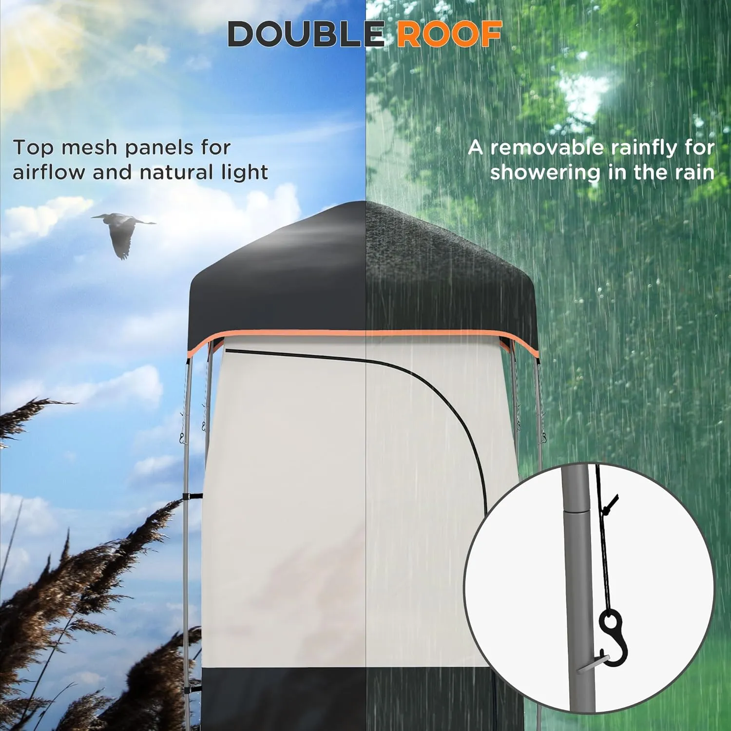Outdoor Shower Tent Changing Room Privacy Portable Camping Shelters with Floor & Shower Bag for Camping Hiking Beach
